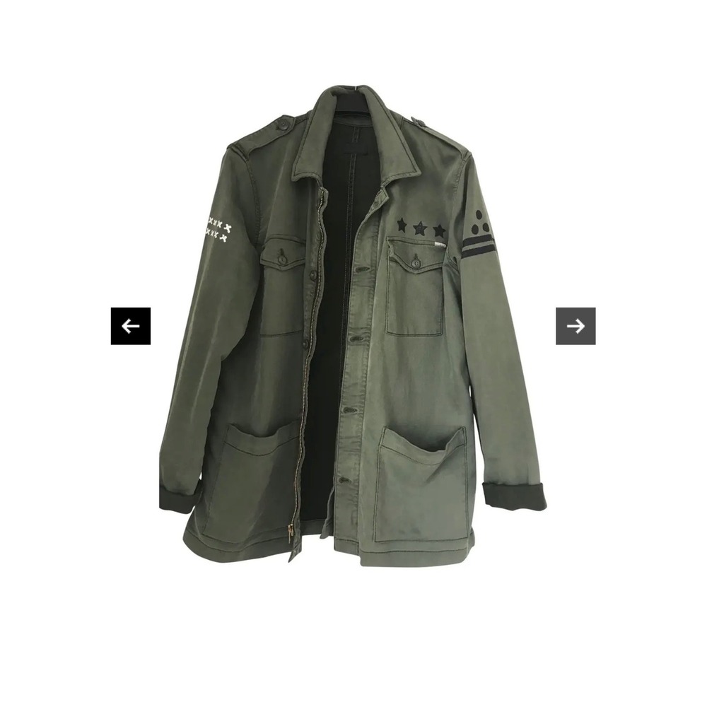 Mother Denim The Quincy Military Jacket Olive‎ Green Star Graphics Small